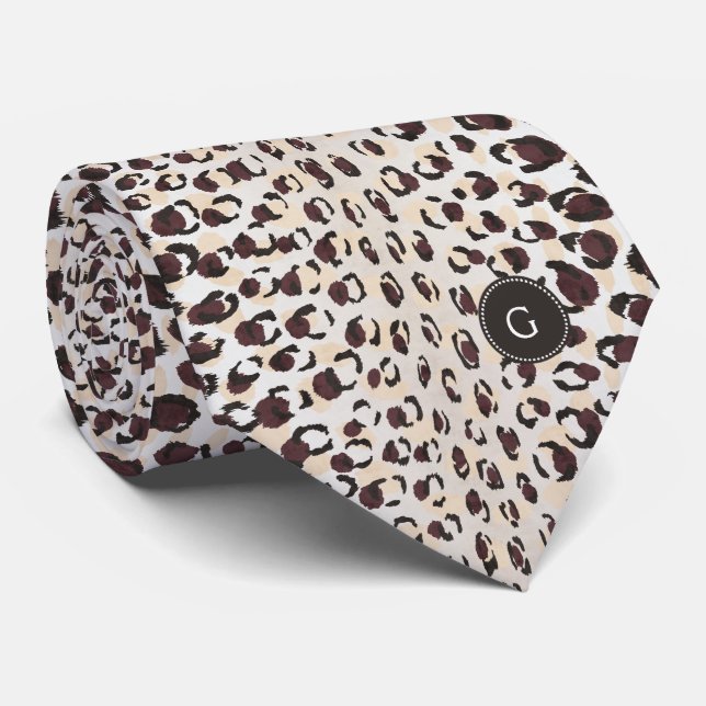 Corbata Monograma marrón elegante moderno del modelo de la (Enrollado)
