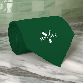 Corbata Monograma Minimalista verde esmeralda