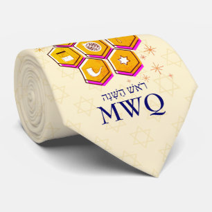 Corbata Monograma moderno Rosh Hashanah L'SHANAH TOVAH