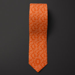 Corbata Monograma monocromo naranja Paisley