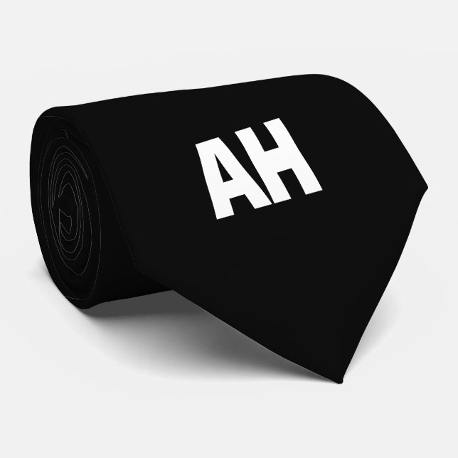 Corbata Monograma monogramado de Black Initials Groomsmen (Enrollado)