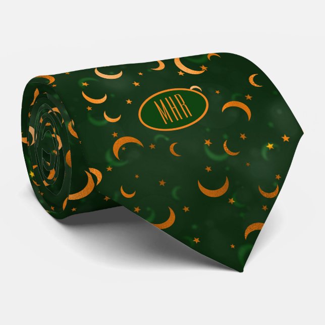 Corbata Monograma Moons & Stars Halloween Business Necktie (Enrollado)