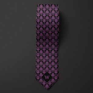 Corbata Monograma morado y árabe negro
