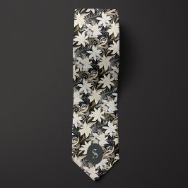 Corbata Monograma negro, blanco y taupe