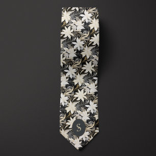 Corbata Monograma negro, blanco y taupe
