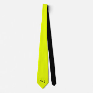 Corbata Monograma negro fluorescente de neón vibrante amar