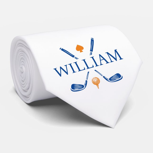 Corbata Monograma Nombre Club de Golf Ace | Elegir su colo (Enrollado)