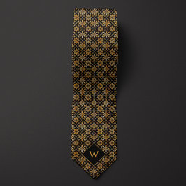 Corbata Monograma Ornate Gold y Black Arabesque