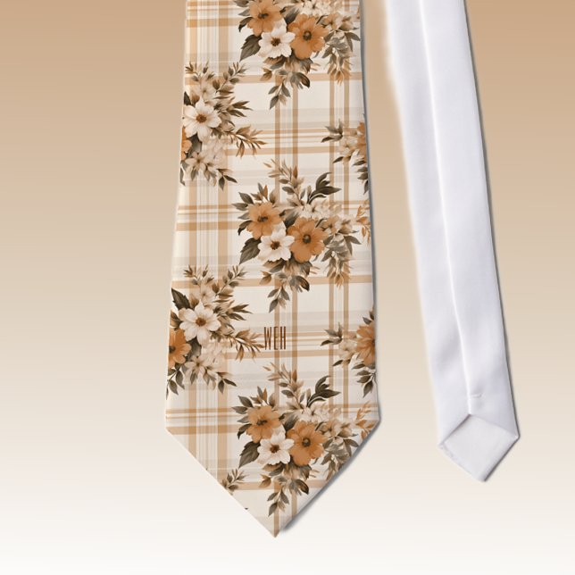 Corbata Monograma Otoño-Otoño Florales Tapado Patrón Neckt (Subido por el creador)