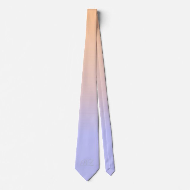 Corbata Monograma Peach Purple Ombre Fascado (Anverso)