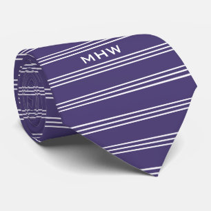 Corbata monograma personalizada con rayas violetas