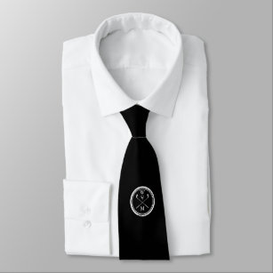 Corbata Monograma Personalizado Golf Blanco Y Negro