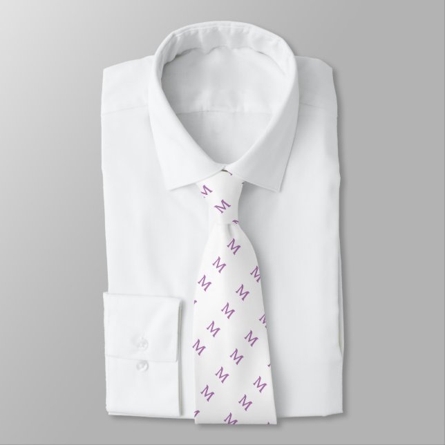Corbata Monograma Personalizado Lilac (Atado)