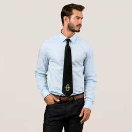 Corbata Monograma Personalizado Negro Dorado Blanco Nombre