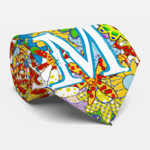 Corbata Monograma personalizado o patrón floral de nombre