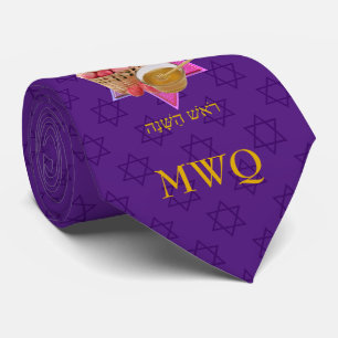 Corbata Monograma púrpura ROSH HASHANAH