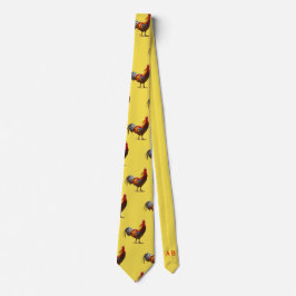 Corbata Monograma Rooster Pollo divertido Amarillo