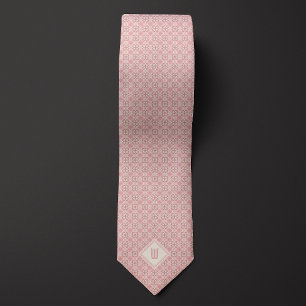 Corbata Monograma rosa de inspiración botánica