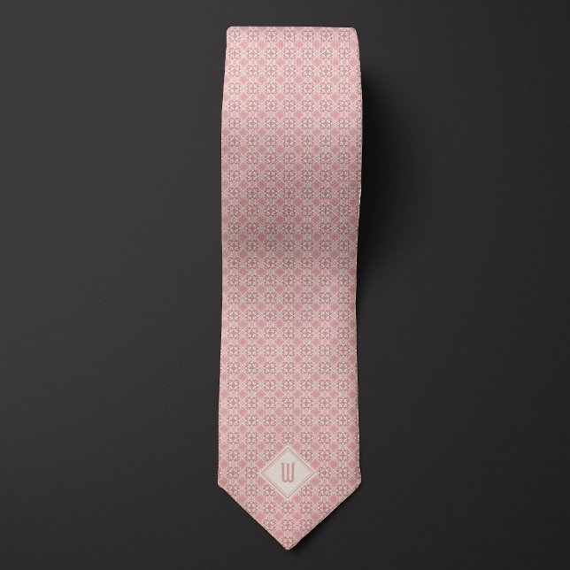 Corbata Monograma rosa de inspiración botánica (Subido por el creador)