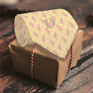 Corbata Monograma rosa de plumas románticas Buttercrema