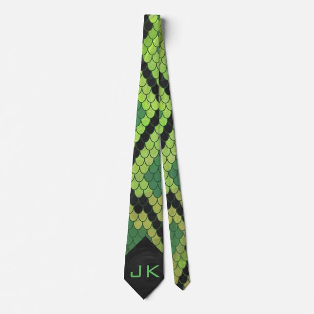 Corbata Monograma Snake Verde y Negro (Anverso)