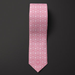 Corbata Monograma Subió de inspiración floral rosa