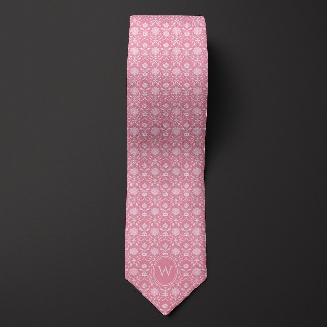 Corbata Monograma Subió de inspiración floral rosa (Subido por el creador)