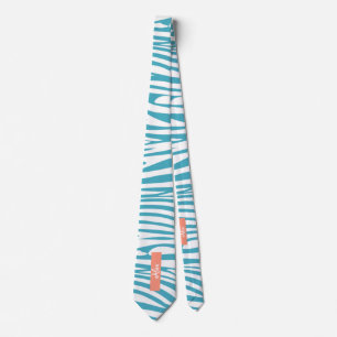 Corbata Monograma Turquoise Stried Zebra Pattern