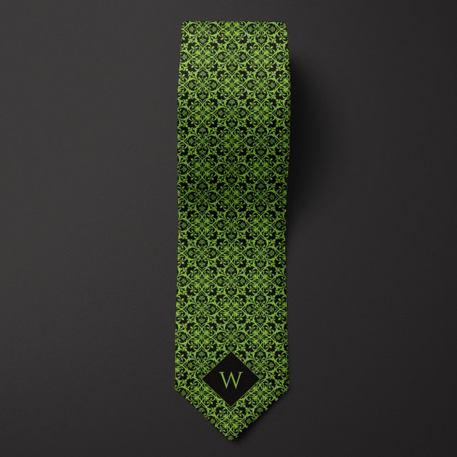 Corbata Monograma Verde Ornato y Árabe Negro (Subido por el creador)