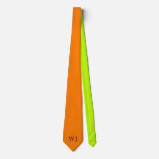Corbata Monograma vibrante neón fluorescente naranja amari