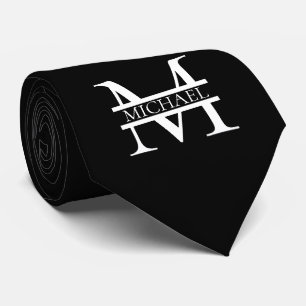 Corbata Monograma y nombre elegantes personalizados