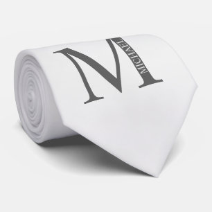 Corbata Monograma y nombre personalizados de mármol blanco