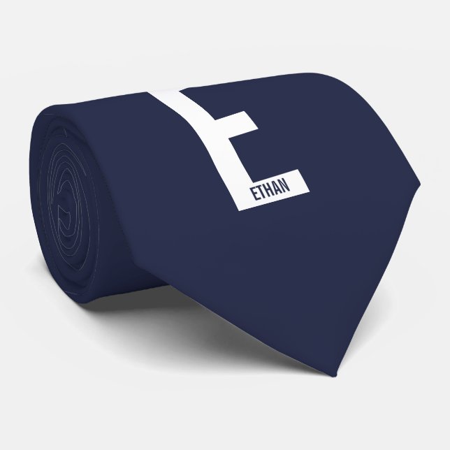 Corbata Monograma y nombre personalizados en negrita moder (Enrollado)