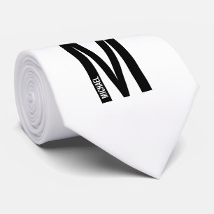 Corbata Monograma y nombre personalizados modernos en negr