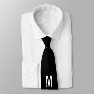 Corbata Monograma y nombre personalizados modernos en negr