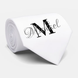 Corbata Monogramada en blanco y negro