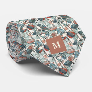 Corbata Monogramado de acuarela de los clubes de golf