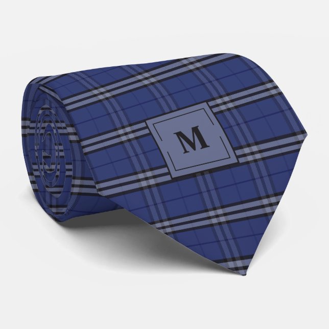 Corbata Monogramado de color azul oscuro (Enrollado)