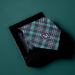 Corbata Monogramado de patrón de plástico azul y verde<br><div class="desc">Diseño monogramado de patrón de plástico azul y verde.</div>