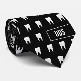 Corbata Monogramado Dental Black White Tooth
