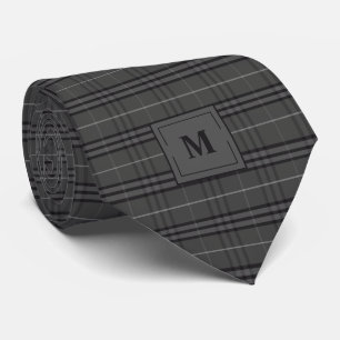 Corbata Monogramado gris oscuro y negro