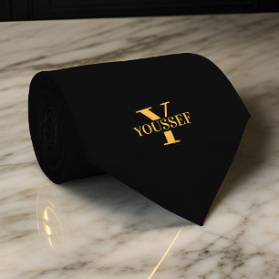 Corbata Monogramado Minimalista de oro negro