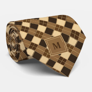 Corbata Monogramado Retro Argyle Brown