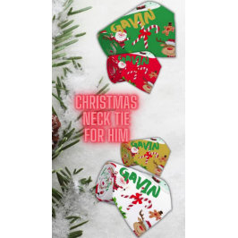 Corbata Monogramaje Feliz Navidad con fondo rojo |