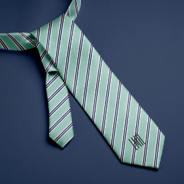 Corbata Monogramo Classic Mint Green y franjas de la marin