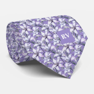 Corbata Monogramo Morado de Pascua Lily Floral