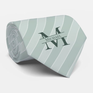 Corbata Monogran + Name Sage Green Stripe