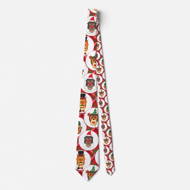Corbata Monos hipster navidades (Anverso)