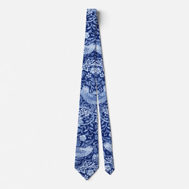 Corbata Monotona azul de fresa, William Morris (Anverso)