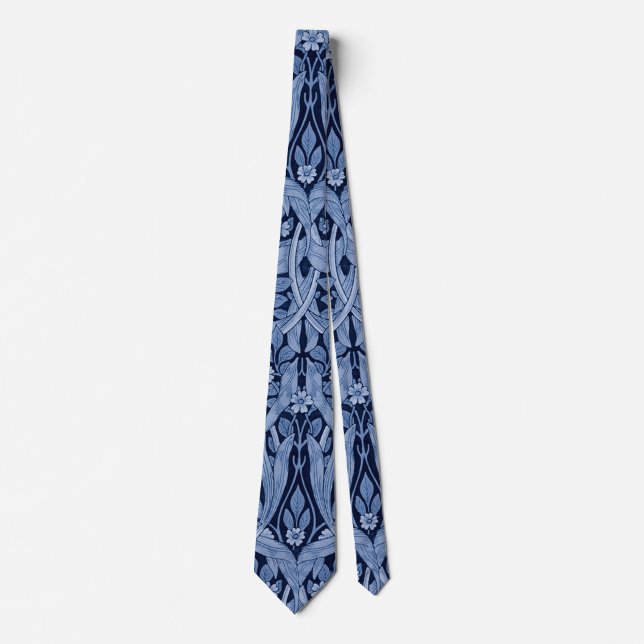 Corbata Monotona azul impernel. William Morris (Anverso)